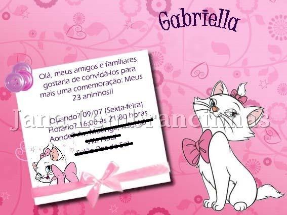 Convite Gata Marie Disney